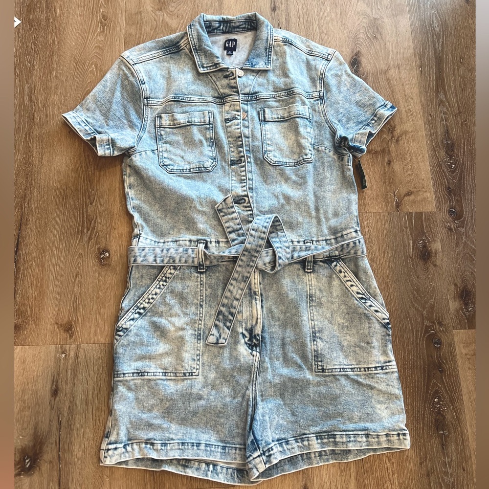 GAP Belted Denim Romper,  14 Tall